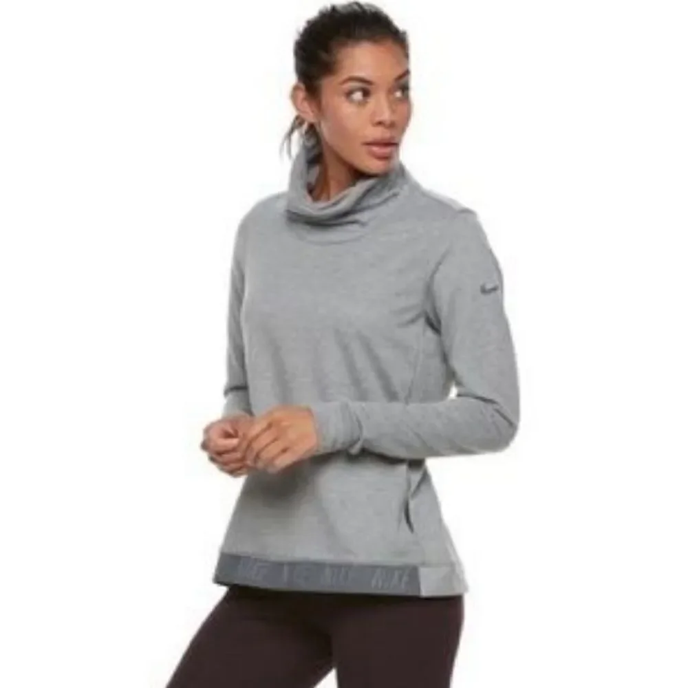 Nike Dry Cowl Funnel Neck Pullover Top Heather Gray Medium